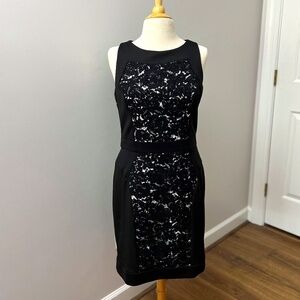 Betsey Johnson Black Lace Back Zip Dress Sz 12